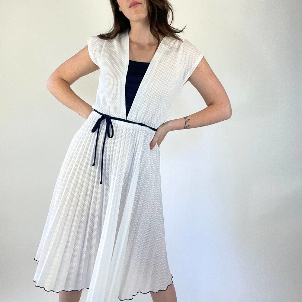 Vintage 70s White Fit and Flare Dress
